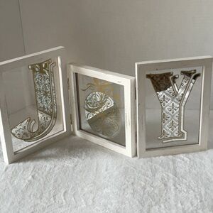 Gold and White Joy Wall Decor